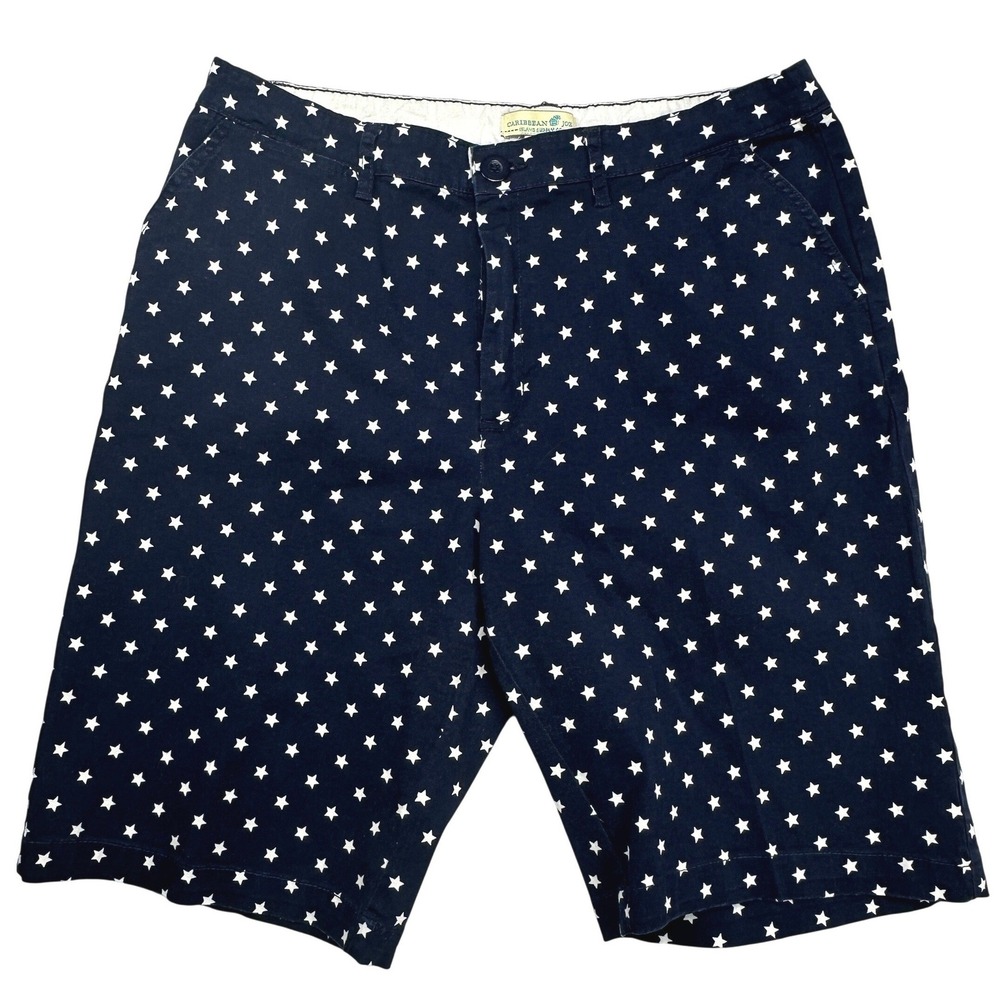 Caribbean Joe‎ Navy Blue Star Print Shorts Womens Size 12 Cotton Stretch Casual